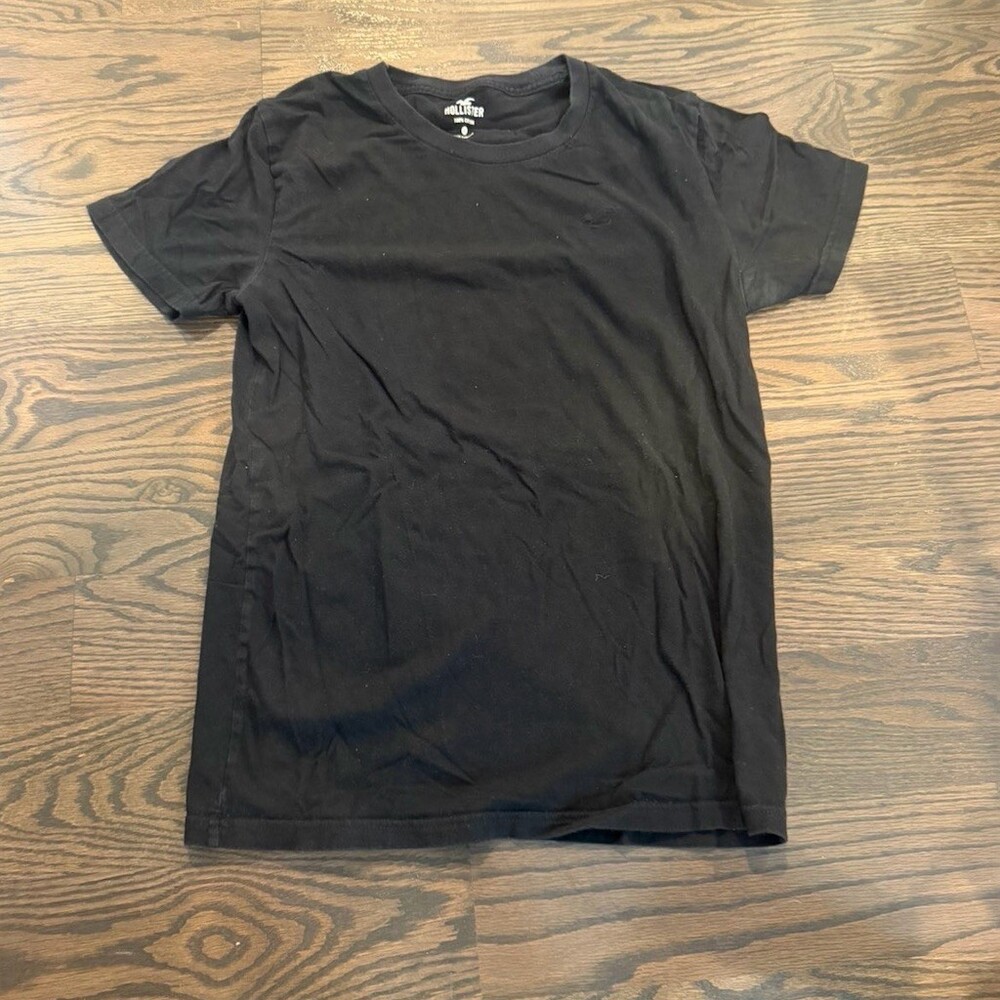Hollister T-Shirt Mens Size XS Black Solid Crew Neck Short Sleeve Basic